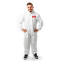 Weißer Chemikalienschutzoverall PROFI mit Reissverschluss und Kapuze für Entsorgungs-, Schleif- und Reinigungsarbeiten